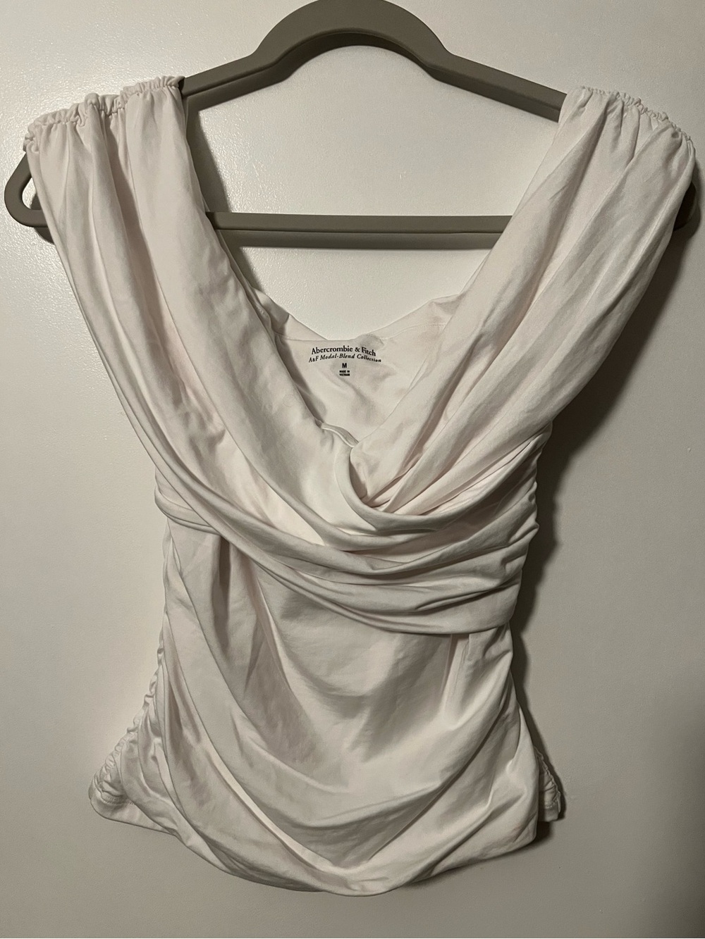 Abercrombie & Fitch Cream Elegant Draped Cowl Neck Top